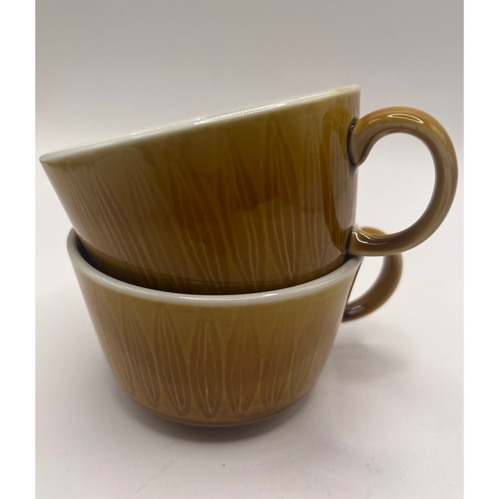 Franciscan Discovery Topaz Coffee Cups Set of 2 Mid Century Modern Brown Glaze